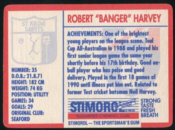 1991 Scanlens Stimorol #95 Robert Harvey Back
